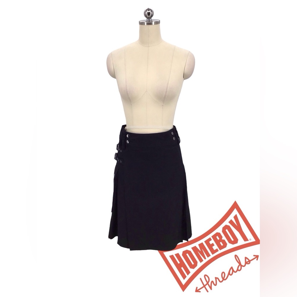 Dangerfield Black Asymmetrical Wrap Skirt Knee-Length size XS